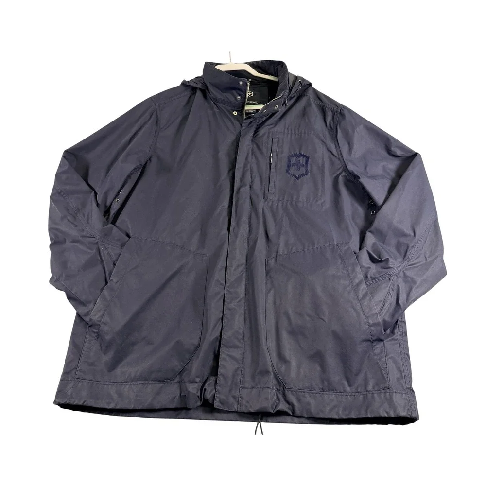 Victorinox Swiss Army Mens XL Navy Blue Hooded Full Zip Field Jacket Coat